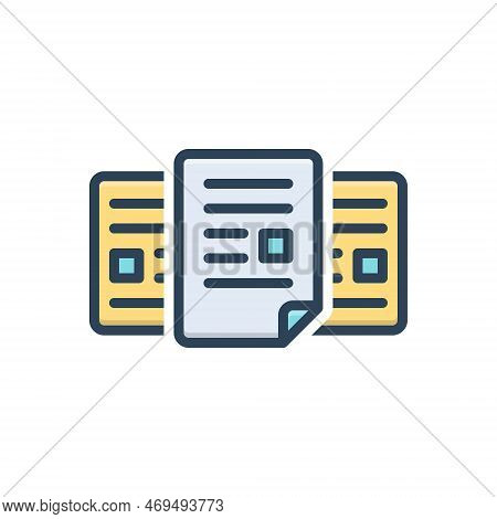 Color Illustration Icon For Copy Document Sheet Text File Print Latter Message Note Duplicate Photoc