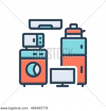Color Illustration Icon For Appliances Device Machine Instument Gadget Apparatus Household Electroni