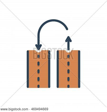 Color Illustration Icon For Trackback Path Way Curve Arrow Foothpath Railway-track U-turn Uturn Cycl