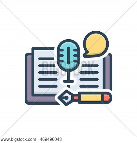 Color Illustration Icon For Narrative Mike Speech Voice Mic Karaoke Amplify Story Description Portra