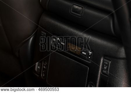 Modern Car. Digital Second Row Seat Temperature Control. Car Air Conditioning System Button. Automat