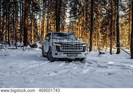 Moscow, Russia - December 11, 2021 Toyota Land Cruiser 300 (j300), Full-size Suv Car. Exterior Front