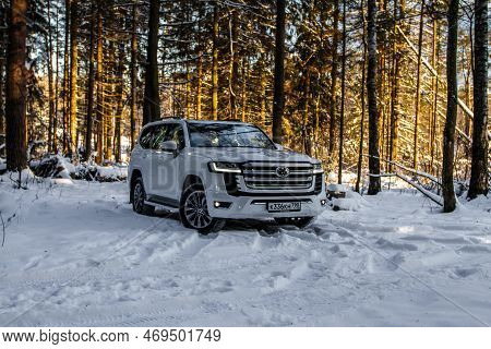 Moscow, Russia - December 11, 2021 Toyota Land Cruiser 300 (j300), Full-size Suv Car. Exterior Front