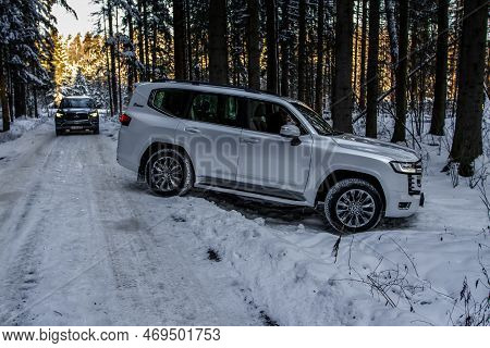 Moscow, Russia - December 11, 2021 Toyota Land Cruiser 300 (j300), Full-size Suv Car. Exterior Close