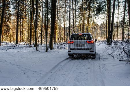 Moscow, Russia - December 11, 2021 Toyota Land Cruiser 300 (j300), Full-size Suv Car. Exterior Rear-