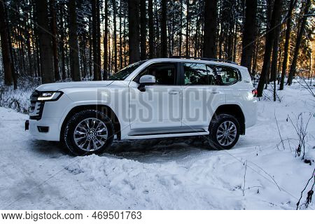Moscow, Russia - December 11, 2021 Toyota Land Cruiser 300 (j300), Full-size Suv Car. Exterior Rear-