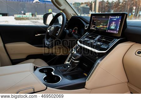 Moscow, Russia - December 11, 2021 Toyota Land Cruiser 300 (j300), General Interior View. Full-size 