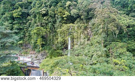 Aerial View Of Lembah Anai Waterfall, A Nature Tourist Destination In Padang. West Sumatera, Indones