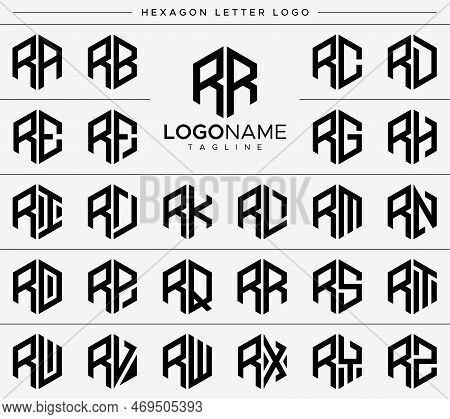 Collection Of R Letter Logo Design In Hexagon Shape. Hexagon R Letter Logo.