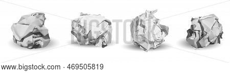 Crumpled Paper Balls And Metal Garbage Isolated On White