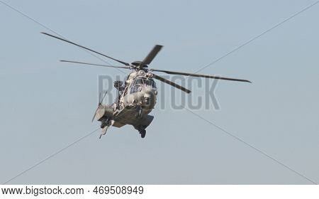 Nakhon Pathom, Thailand - January 14, 2023 : Air Show Eurocopter Ec725 Caracal, The Helicopter  For 