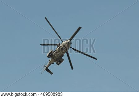 Nakhon Pathom, Thailand - January 14, 2023 : Air Show Eurocopter Ec725 Caracal, The Helicopter  For 