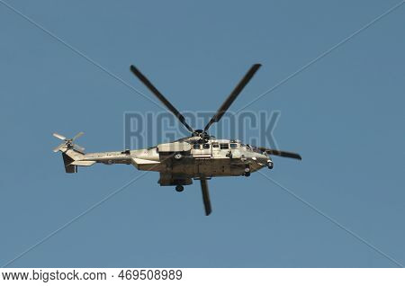 Nakhon Pathom, Thailand - January 14, 2023 : Air Show Eurocopter Ec725 Caracal, The Helicopter  For 