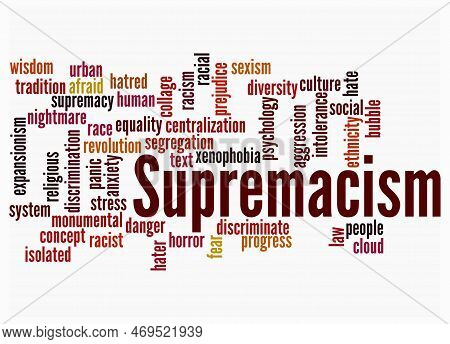 Word Cloud With Supremacism Concept Create With Text Only.