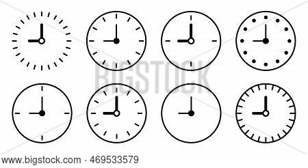 Clock Icon Set.clock Icons In Line Style Set Isolated On White Background. Circle Arrow Icon.time Ic