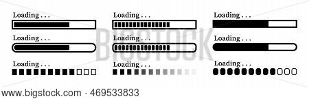 Set Loading Bar Icons.collage Of Vector Loading Icons.download Progress.vector Illustration