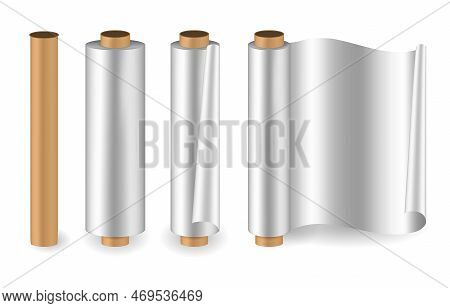 Roll Of Aluminum Foil Isolated On White Background