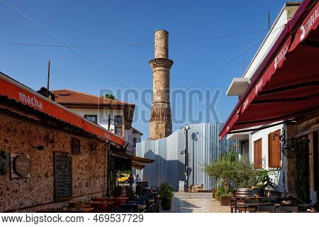 Antalya, Turkey - July 08, 2018: The Kesik Minare Cami (broken Minaret). Was Built As A Roman Temple