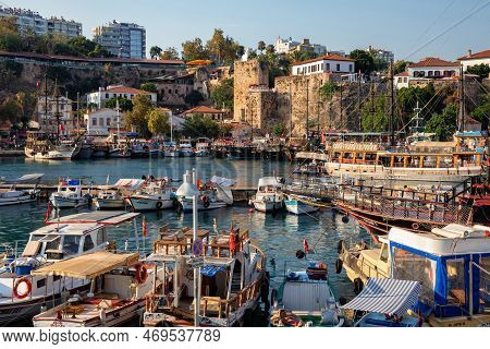Antalya, Turkey - July 08, 2018: Old City Marina (roman Harbor) Of Antalya. It Is Located In Kaleici
