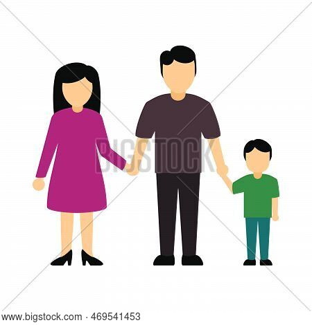 Family Icon. Father, Mother And Son. Flat Design. Vector Illustration
