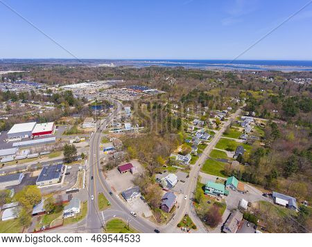 Seabrook Historic Center Aerial View At Main Street And Lafayette Road In Town Of Seabrook, New Hamp