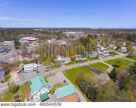 Seabrook Historic Center Aerial View At Main Street And Lafayette Road In Town Of Seabrook, New Hamp
