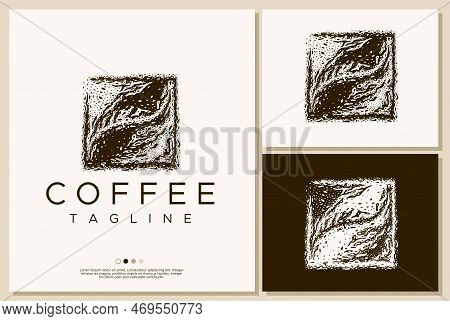 Coffee Bean Logo Design Template. Coffee Grunge Logo Design