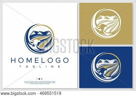 Eagle Home Logo Design. Bird House Logo Template.