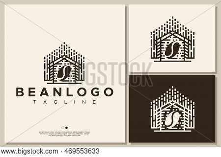 Bean Cafe Logo Design Template. Coffee Bean Logo Vector.