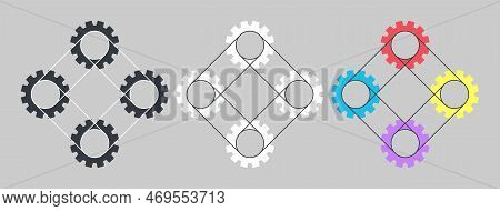 A Set Of Connected Gears. Gear Wheel Icon Set. Vector Illustration.