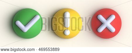 Realistic 3d Button. Set Of Glossy Round Icons With Symbols. For Apps And Websites.