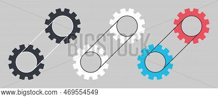 A Set Of Connected Gears. Set Of Gear Icons. Vector Illustration.