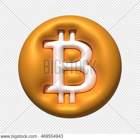 3d Bitcoin Icon. Cryptocurrency Symbol. Bitcoin Symbol Isolated.