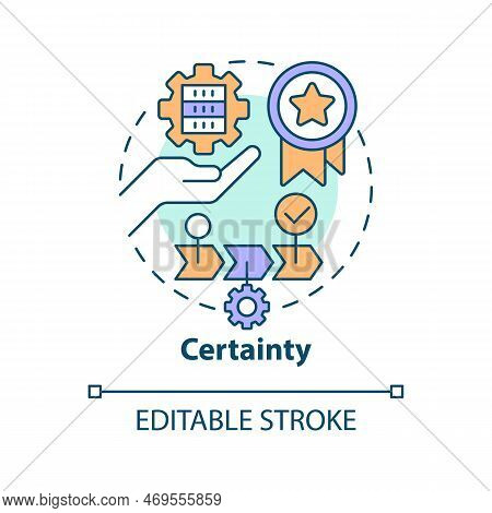 Certainty Concept Icon. Perform Data Handling Steps. Ict Literacy Level Abstract Idea Thin Line Illu