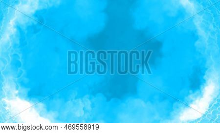 Bright Blue Clouds Tonnel To Heaven Or Paradise, Content Frame - Abstract 3d Rendering