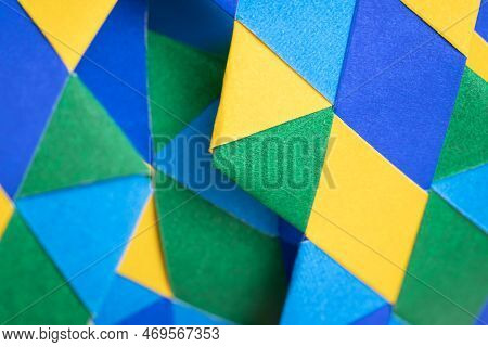Background Abstract Geometric Design Triangle Vivid Color Blue Yellow And Green Weave Element Wallpa