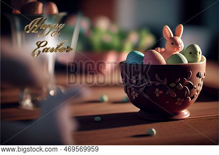 Happy Easter. Congratulatory Easter Background. Easter Poster And Banner Template . Greetings And Pr