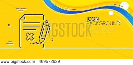 Reject File Line Icon. Abstract Yellow Background. Decline Document Sign. Delete File. Minimal Rejec