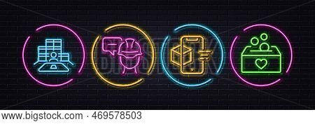 Foreman, Augmented Reality And Inventory Minimal Line Icons. Neon Laser 3d Lights. Donation Icons. F