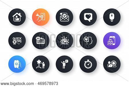 Minimal Set Of Romantic Talk, Agent And Star Flat Icons For Web Development. Confirmed Mail, Quick T