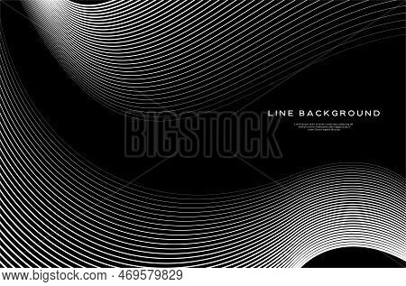 Abstract Wave Lines Background With Black Color. Minimalist Black Abstract Wallpaper Design.