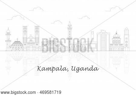 Outline Skyline Panorama Of City Of Kampala, Uganda - Vector Illustration