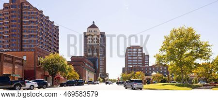 Bartlesville, Oklahoma, Usa - October 18, 2022: The Downtown Buildings As Seen On Keeler Avenue