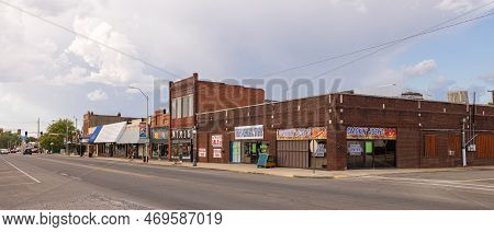 Stigler, Oklahoma, Usa - October 15, 2022: The Old Business District On Main Street