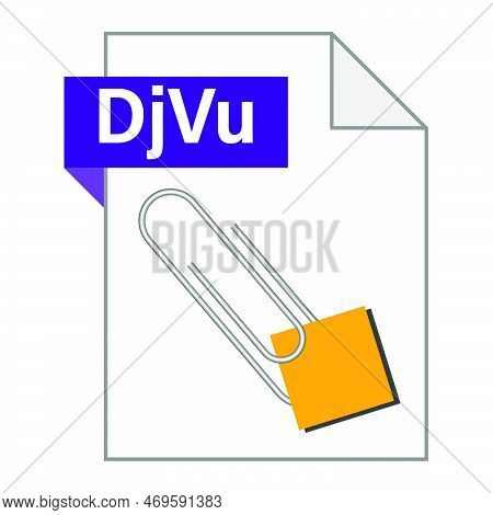 Modern Flat Design Of Djvu File Icon For Web. Simple Style