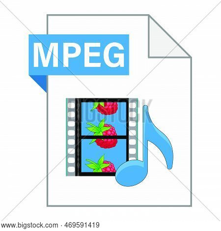 Modern Flat Design Of Mpeg File Icon For Web. Simple Style