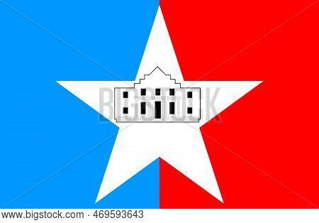 Flag Of City Of San Antonio. Flag Of U.s. City Of San Antonio. Texas Capital Flag. Colored Symbol Of
