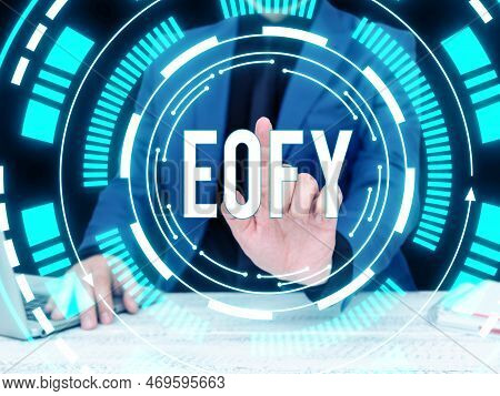 Text Caption Presenting Eofy. Internet Concept A Mega Sale Held On An End Of A Financial Year