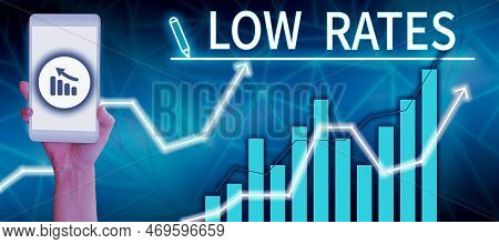 Writing Displaying Text Low Rates. Business Showcase A Cost Of An Item Or Service Which Is Usualy At