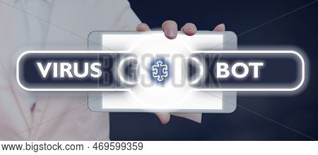 Text Sign Showing Virus Bot. Word For Malicious Self-propagating Malware Designed To Infect A Host